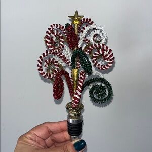 Pier 1 Imports Beaded Christmas Tree Wine Bottle Stopper
